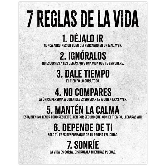 7 Reglas de la Vida - 11 x 14 Poster HoneyKick
