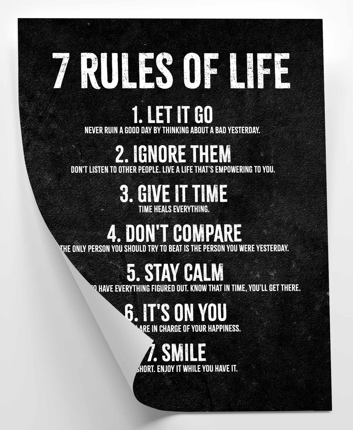 7 Reglas de la Vida Black- 11 x 14 Poster HoneyKick
