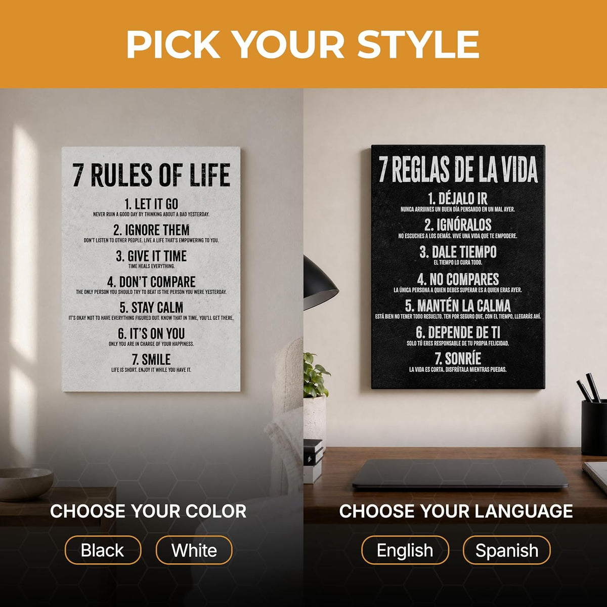 7 Reglas de la Vida - Wrapped Canvas