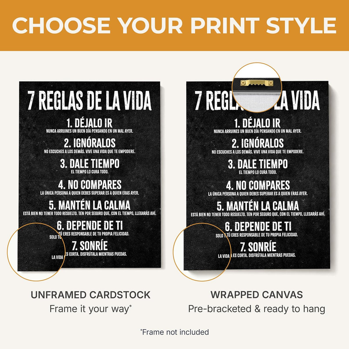 7 Reglas de la Vida - Wrapped Canvas