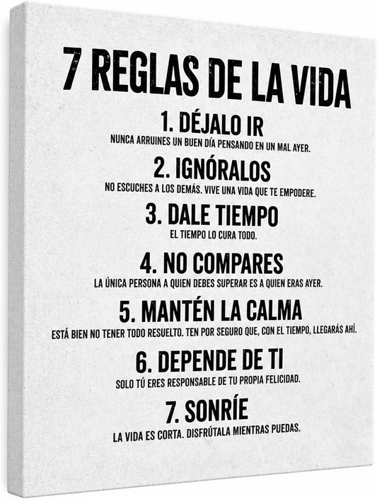 7 Reglas de la Vida - Wrapped Canvas