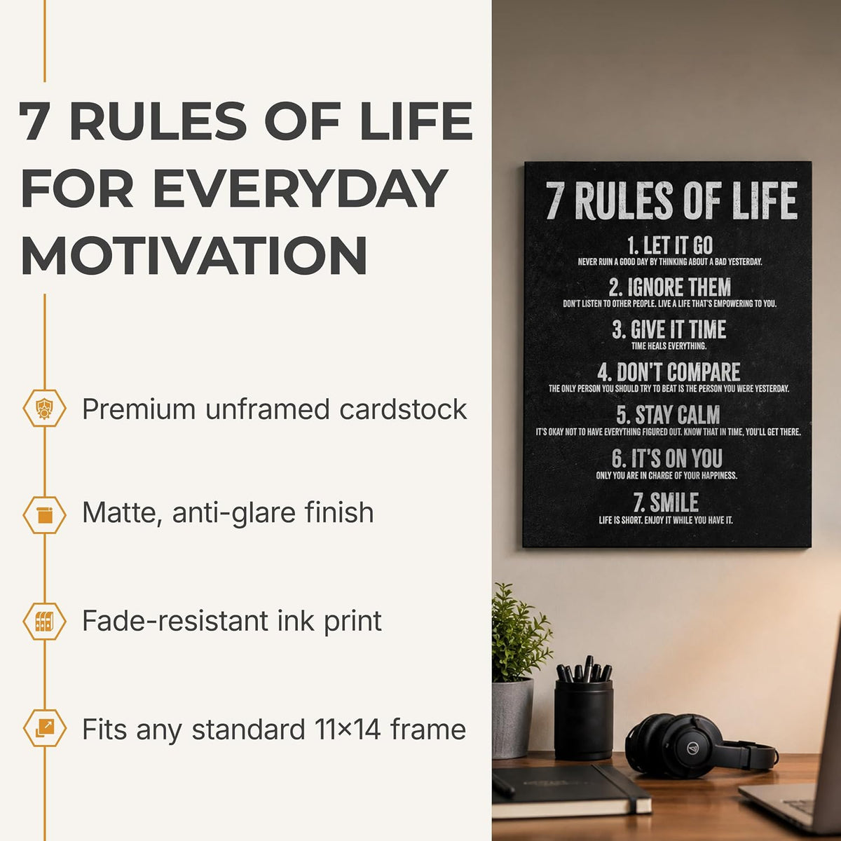 7 Rules of Life - 11 x 14 Poster