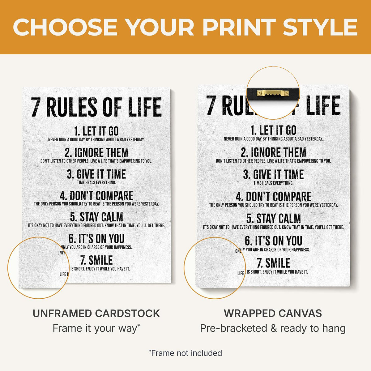 7 Rules of Life - Wrapped Canvas