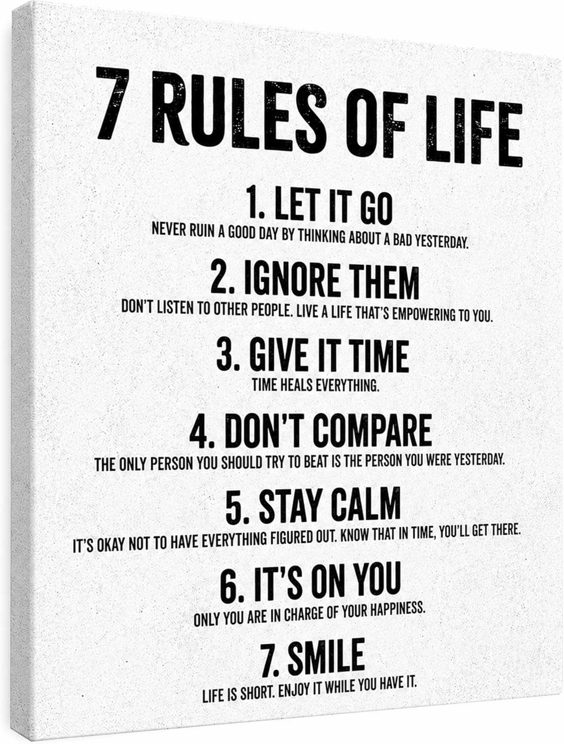 7 Rules of Life - Wrapped Canvas