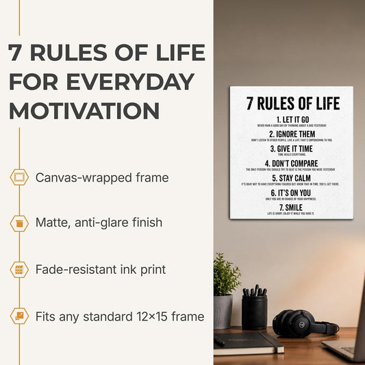 7 Rules of Life - Wrapped Canvas