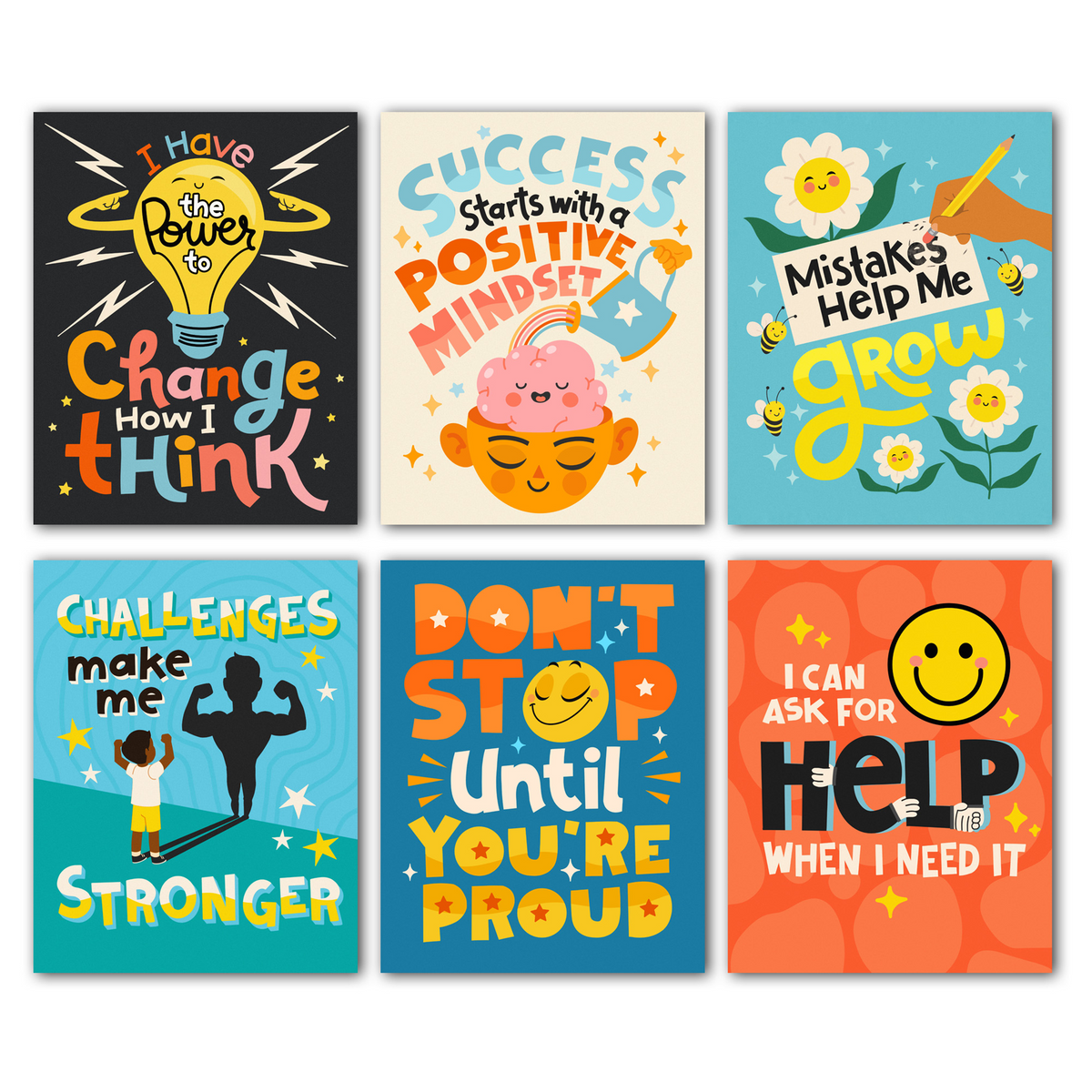 Growth Mindset  Classroom Poster 6 Piece - 11x14
