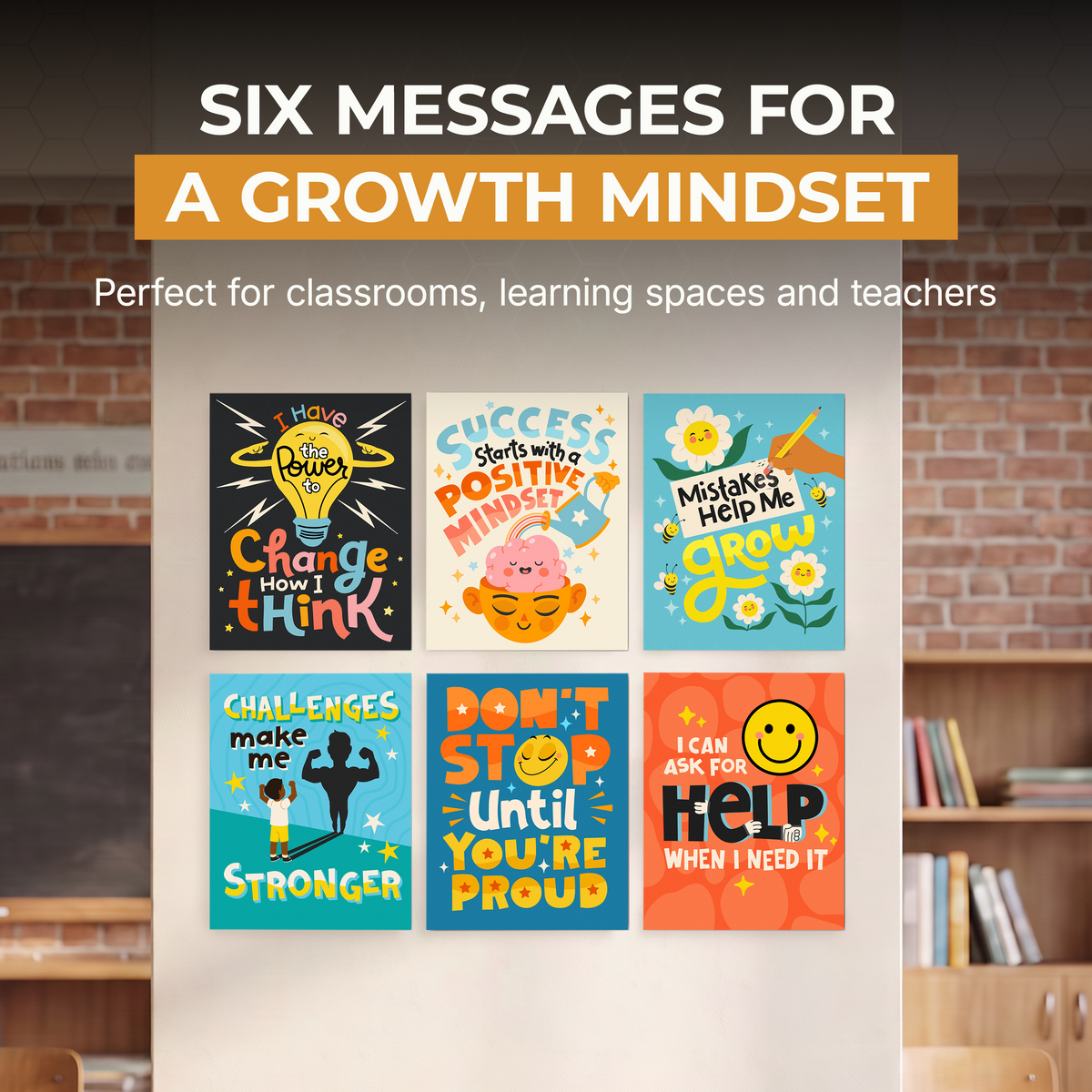 Growth Mindset  Classroom Poster 6 Piece - 11x14