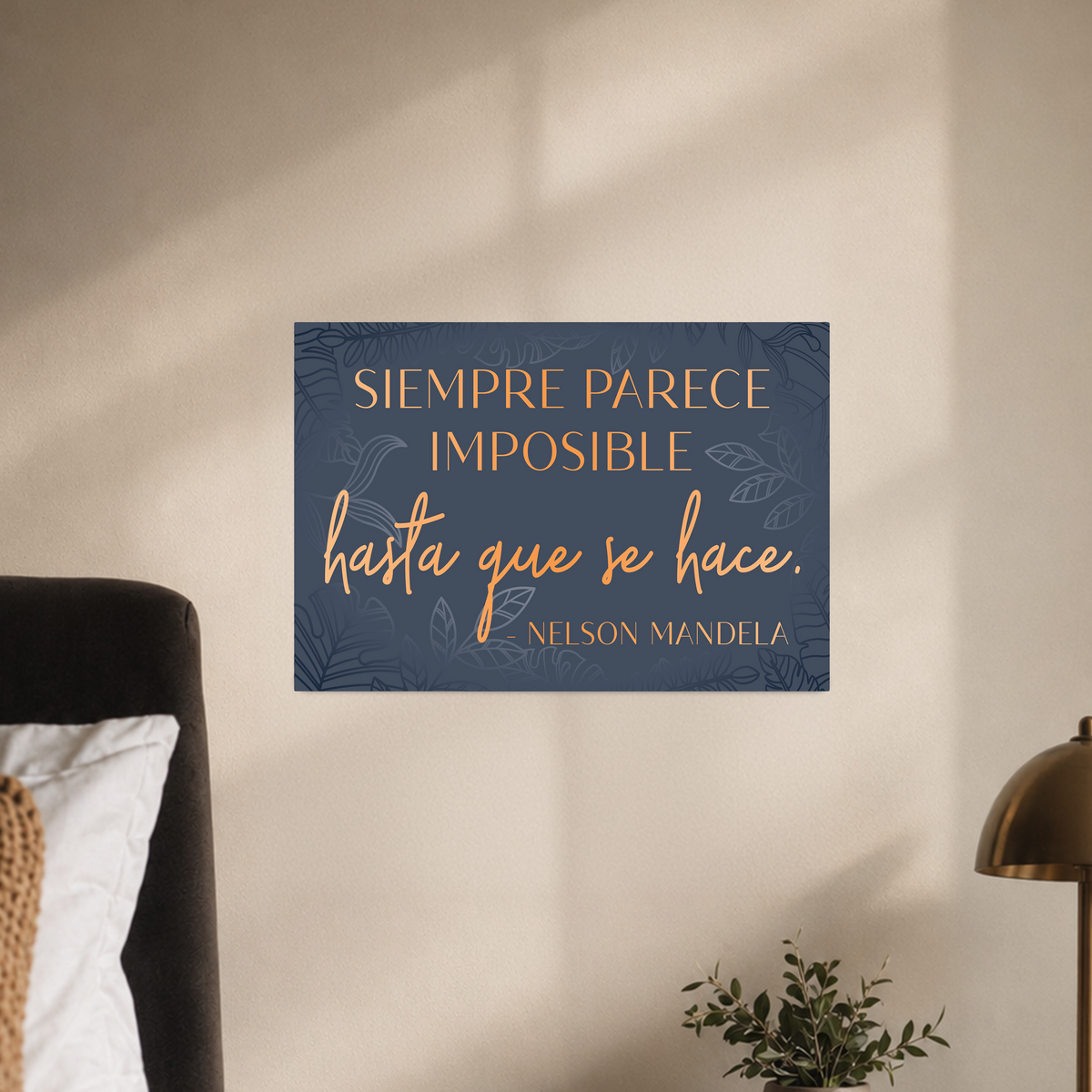 "Seimpre parace imposible" Mandela quote on Wrapped Canvas