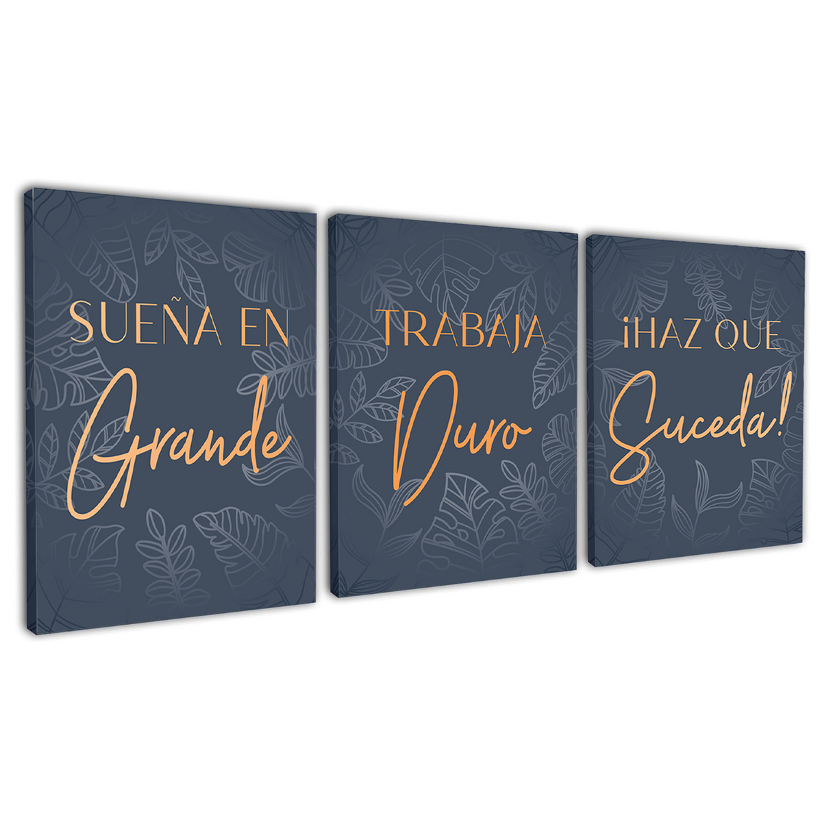 "Dream Big, Work Hard, Make it Happen!" Inspirational 3-piece Wrapped Canvas set