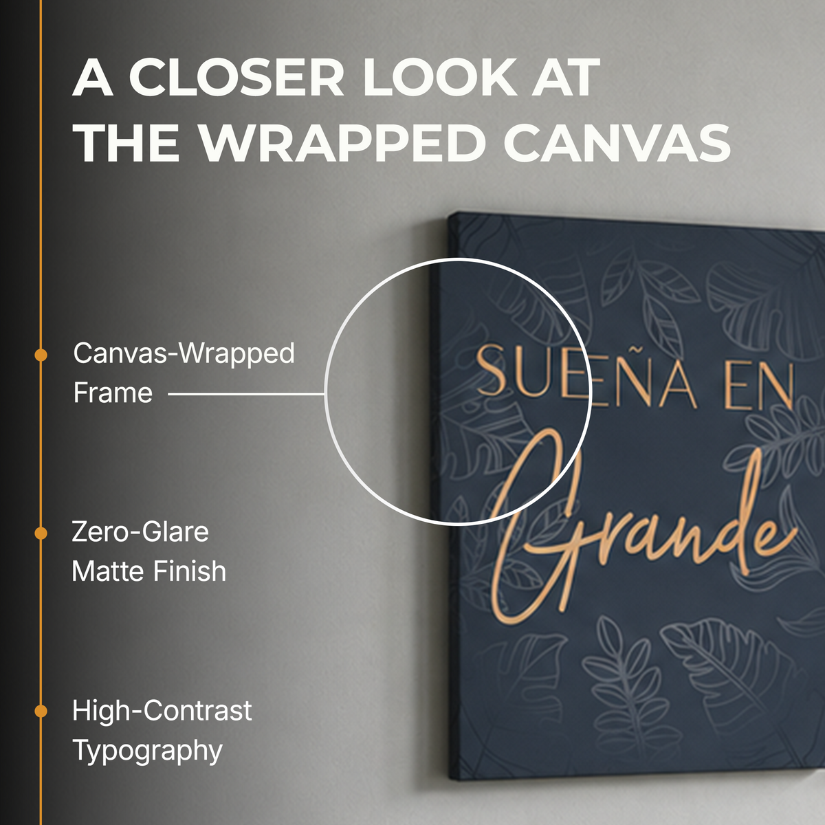 "Sueña en grande, trabaja duro y ¡haz que suceda!" Inspirational 3-piece Wrapped Canvas set