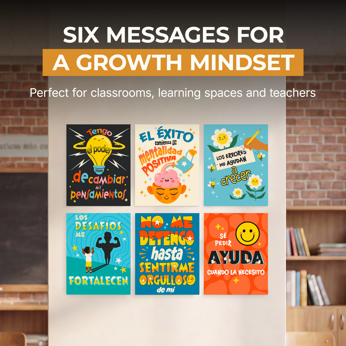 Mentalidad de Crecimiento (Growth Mindset) Classroom Poster 6 Piece - 11x14