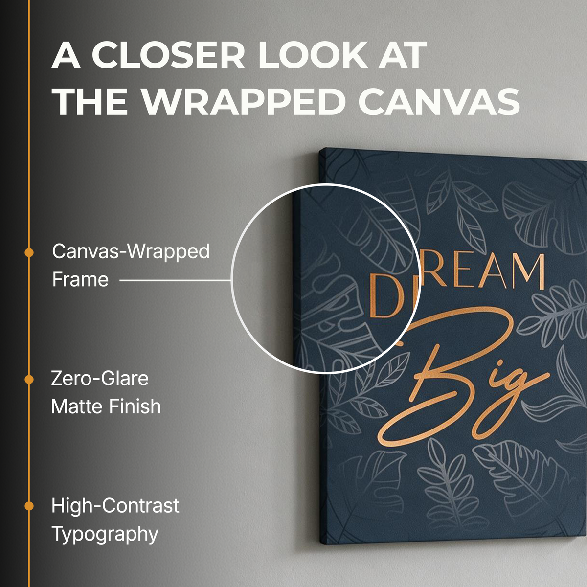 "Dream Big, Work Hard, Make it Happen!" Inspirational 3-piece Wrapped Canvas set