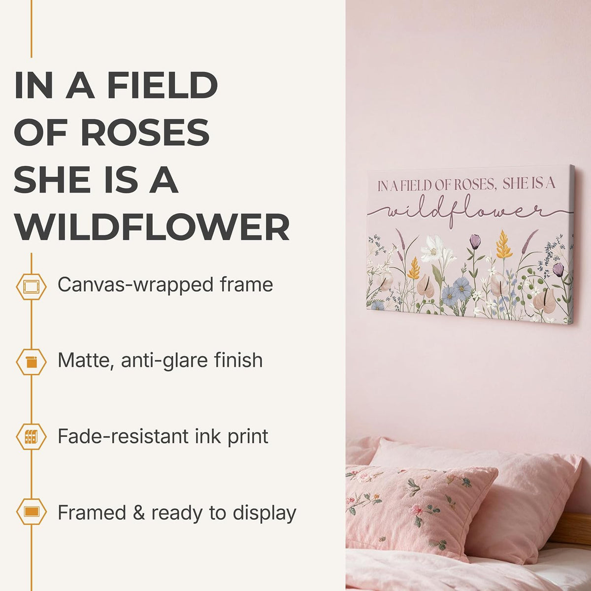 In a Field of Roses She is a Wildflower - Wrapped Canvas