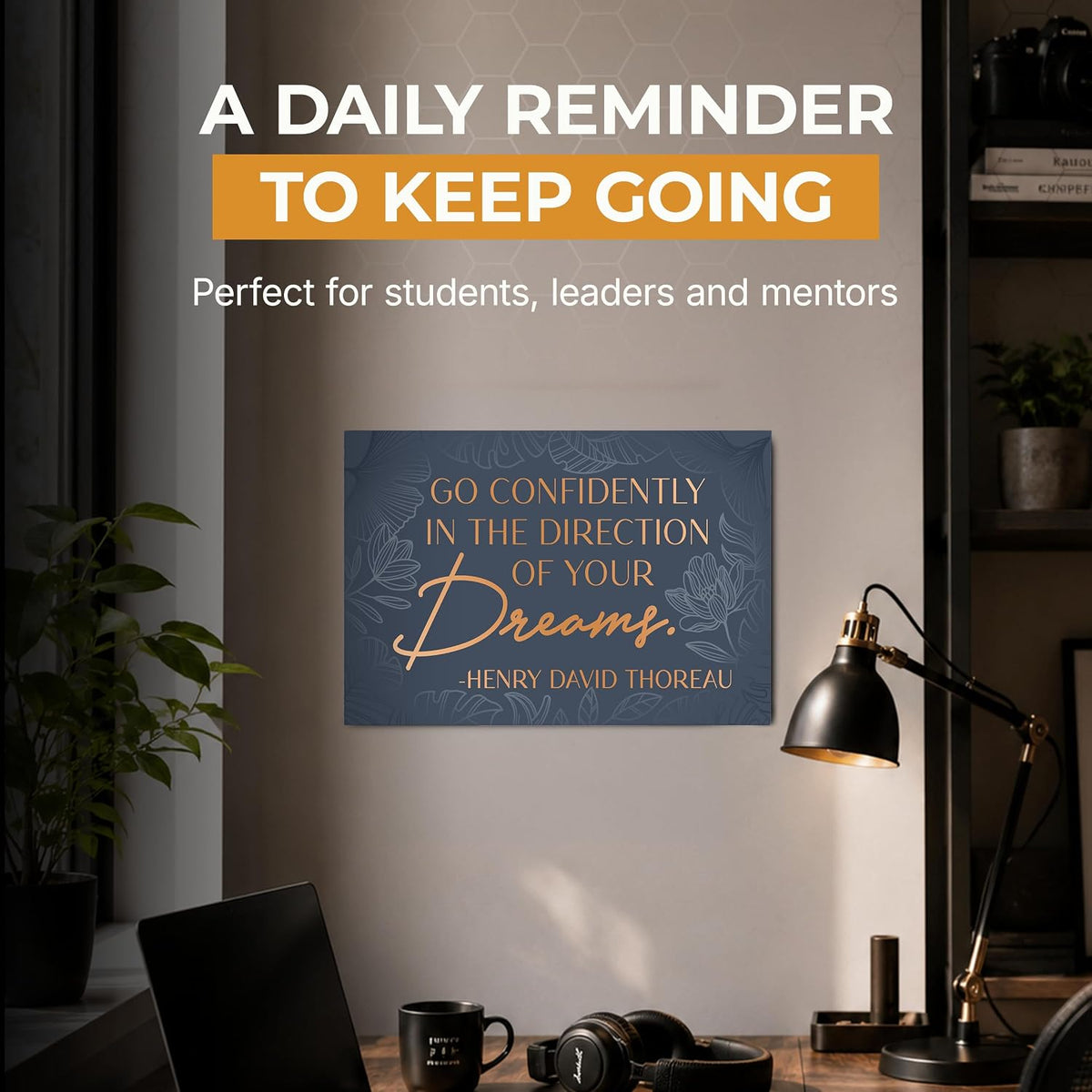 "Go Confidently In The Direction Of Your Dreams" Thoreau quote on Wrapped Canvas
