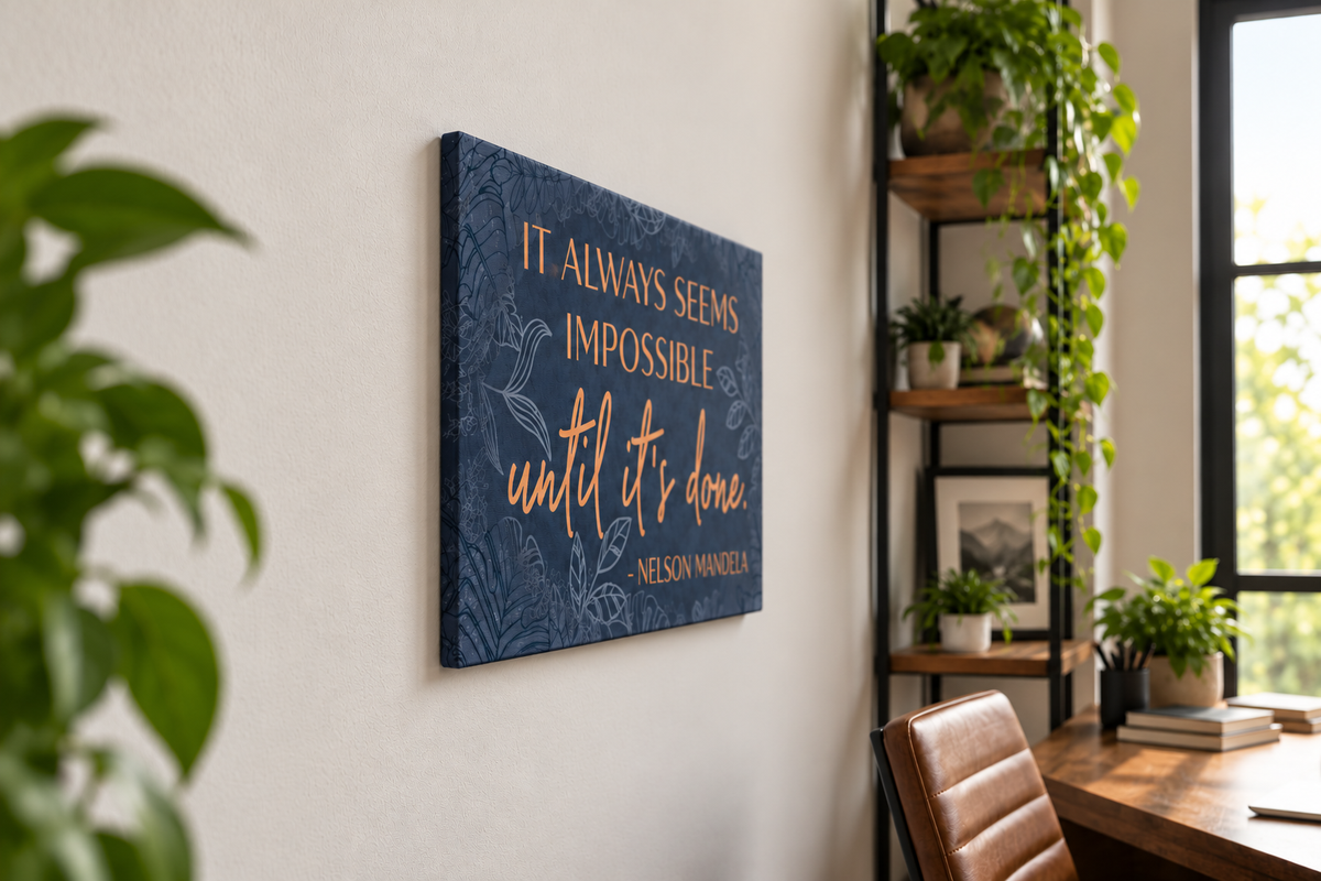 XL Format "It Always Seems Impossible" Mandela quote on 24" Wrapped Canvas