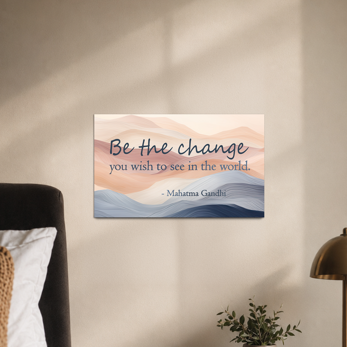 "Be the Change" w/ Pastel Waves on Wrapped Canvas