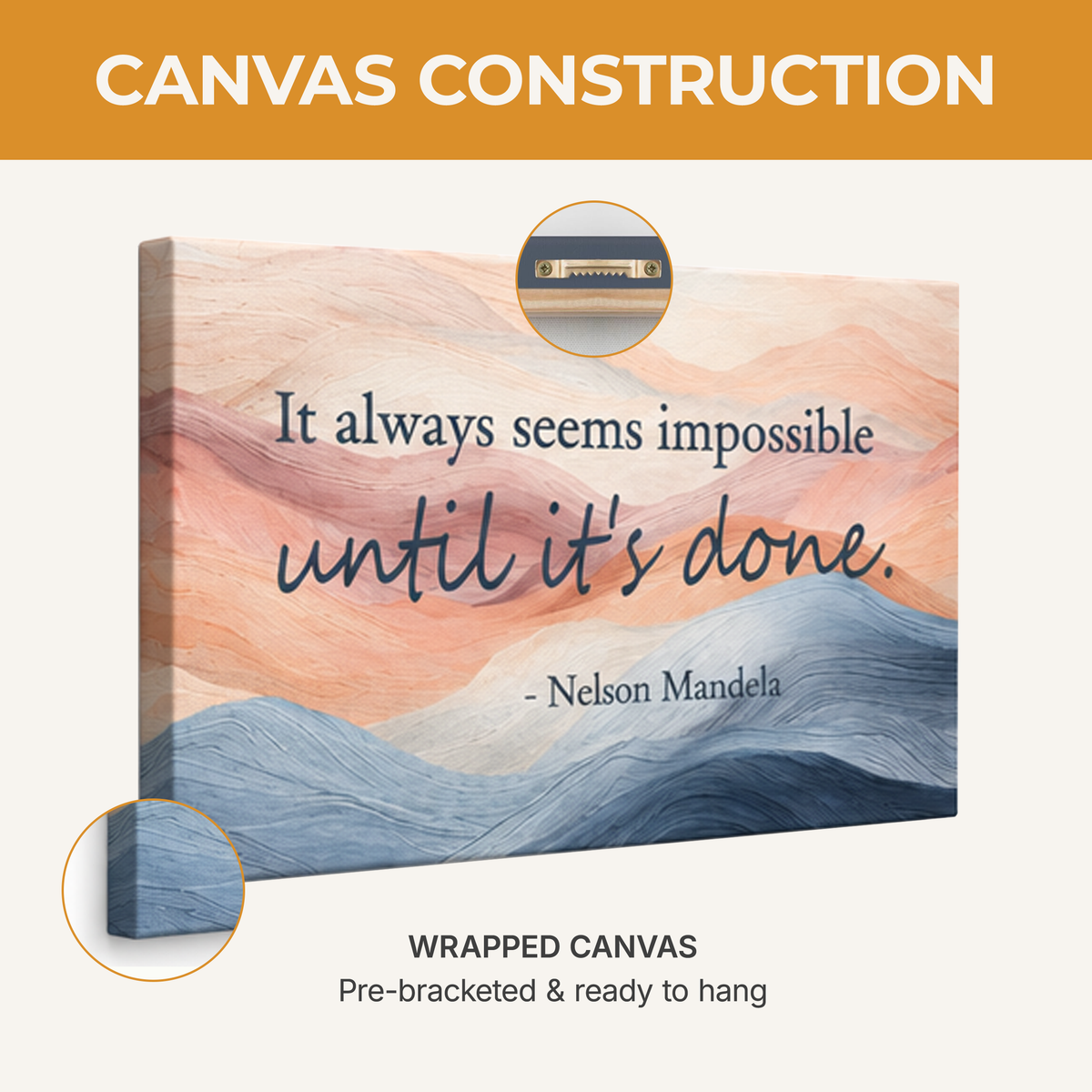 "It Always Seems Impossible..." w/ Pastel Waves on Wrapped Canvas