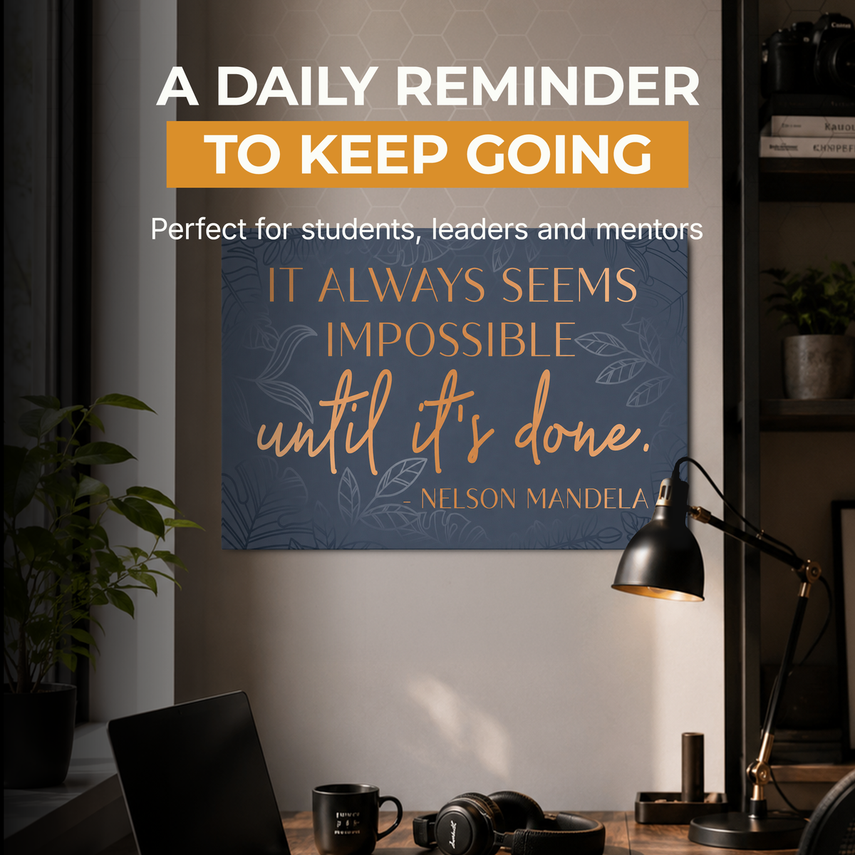 XL Format "It Always Seems Impossible" Mandela quote on 24" Wrapped Canvas