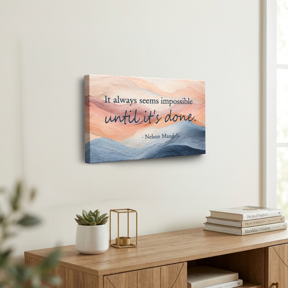 "It Always Seems Impossible..." w/ Pastel Waves on Wrapped Canvas
