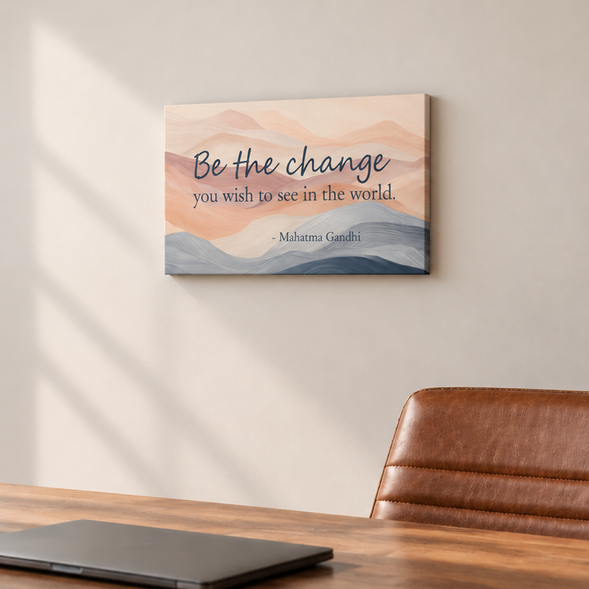 "Be the Change" w/ Pastel Waves on Wrapped Canvas