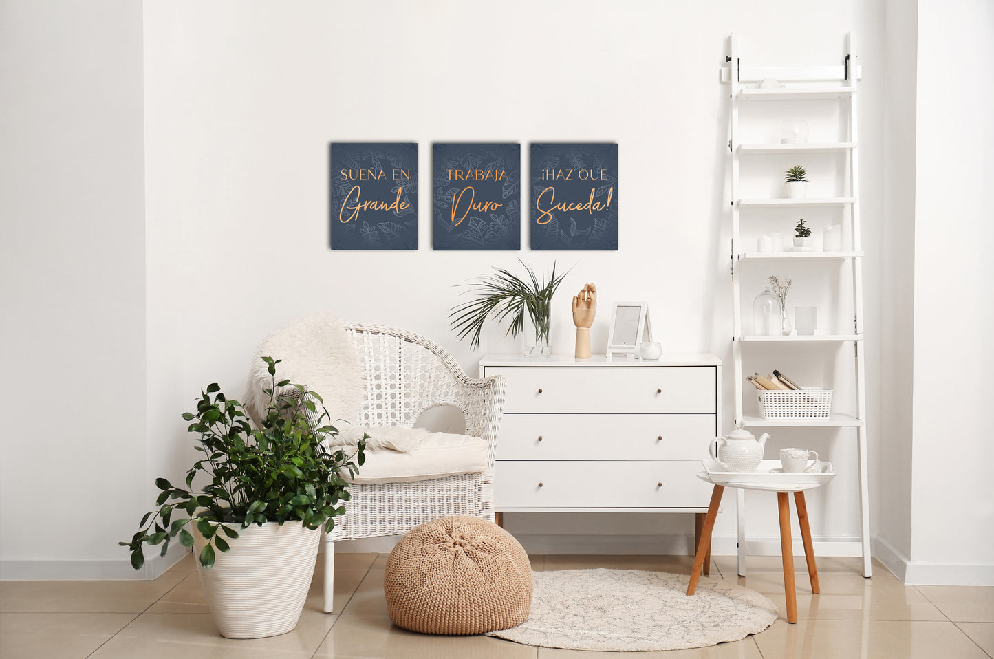 "Sueña en grande, Trabaja duro, Haz que suceda" - Juego de 3 Cuadros Decorativos
