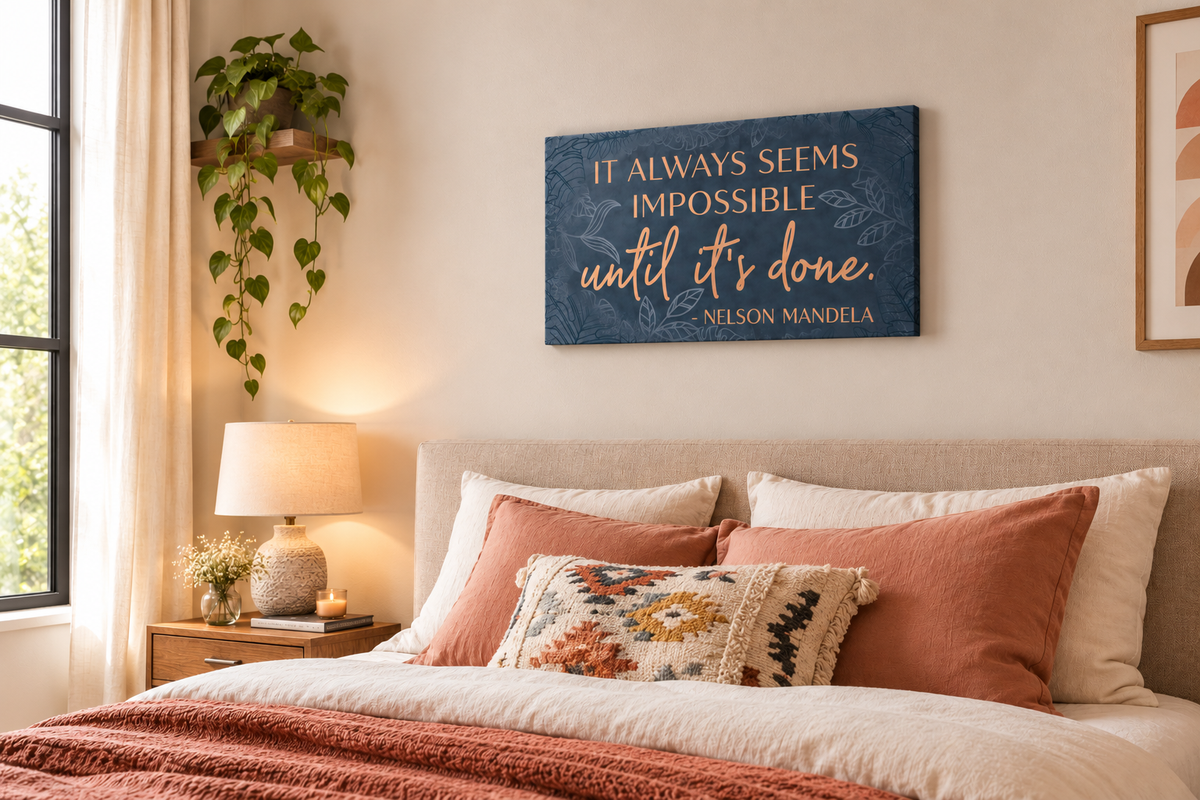 XL Format "It Always Seems Impossible" Mandela quote on 24" Wrapped Canvas