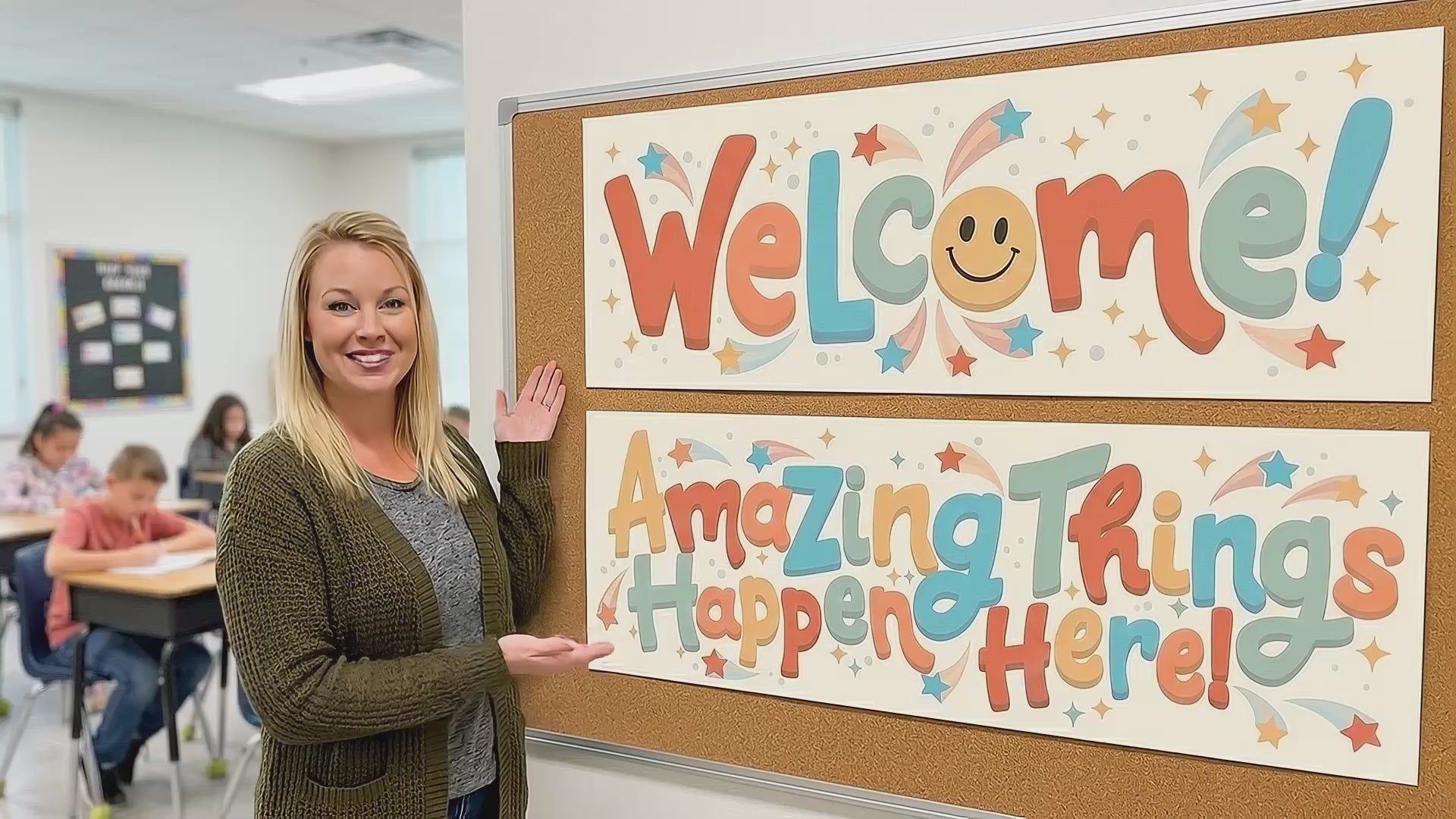 Welcome Banner Set Amazing Things Happen Here